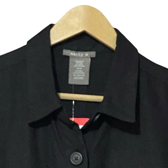 Matty M Linen Blend Button Front Romper M Black Casual Collar Belted Pockets NWT - Picture 4 of 8